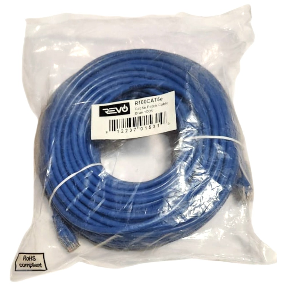 REVO R100CAT5e 100FT Cat5e Ethernet Patch Cable RJ45 Blue Lot of 3